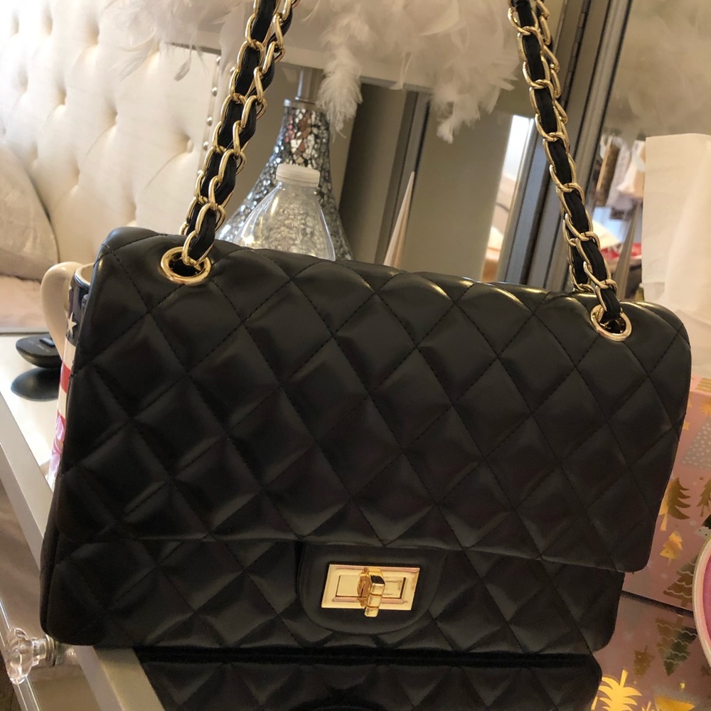 Quilted black crossbody bag